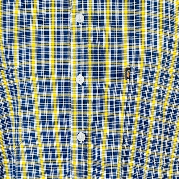 Pineapple Connection Blue Yellow Plaid Camp Shirt Size L - Picture 3 of 9